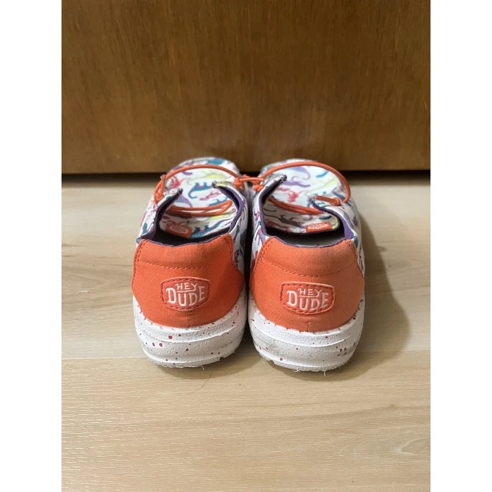 Hey Dude‎ Wendy Youth White Dino Print Slip On Shoe US 2